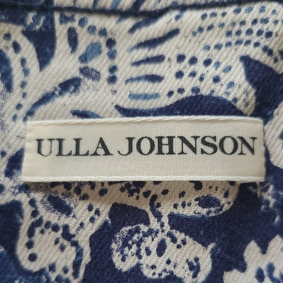 Ulla Johnson Blue and White Greer Floral Print Wide-leg Jeans - Size 8 - Picture 8 of 11